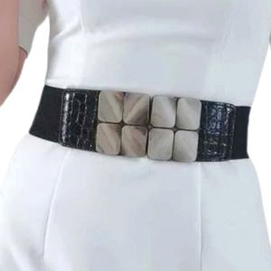 Metal Stone Buckle Wide Width Belt